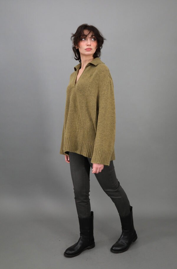 ROUEN POLO NECK SWEATER IN CASHMERE MERINO 4 PLY KNIT